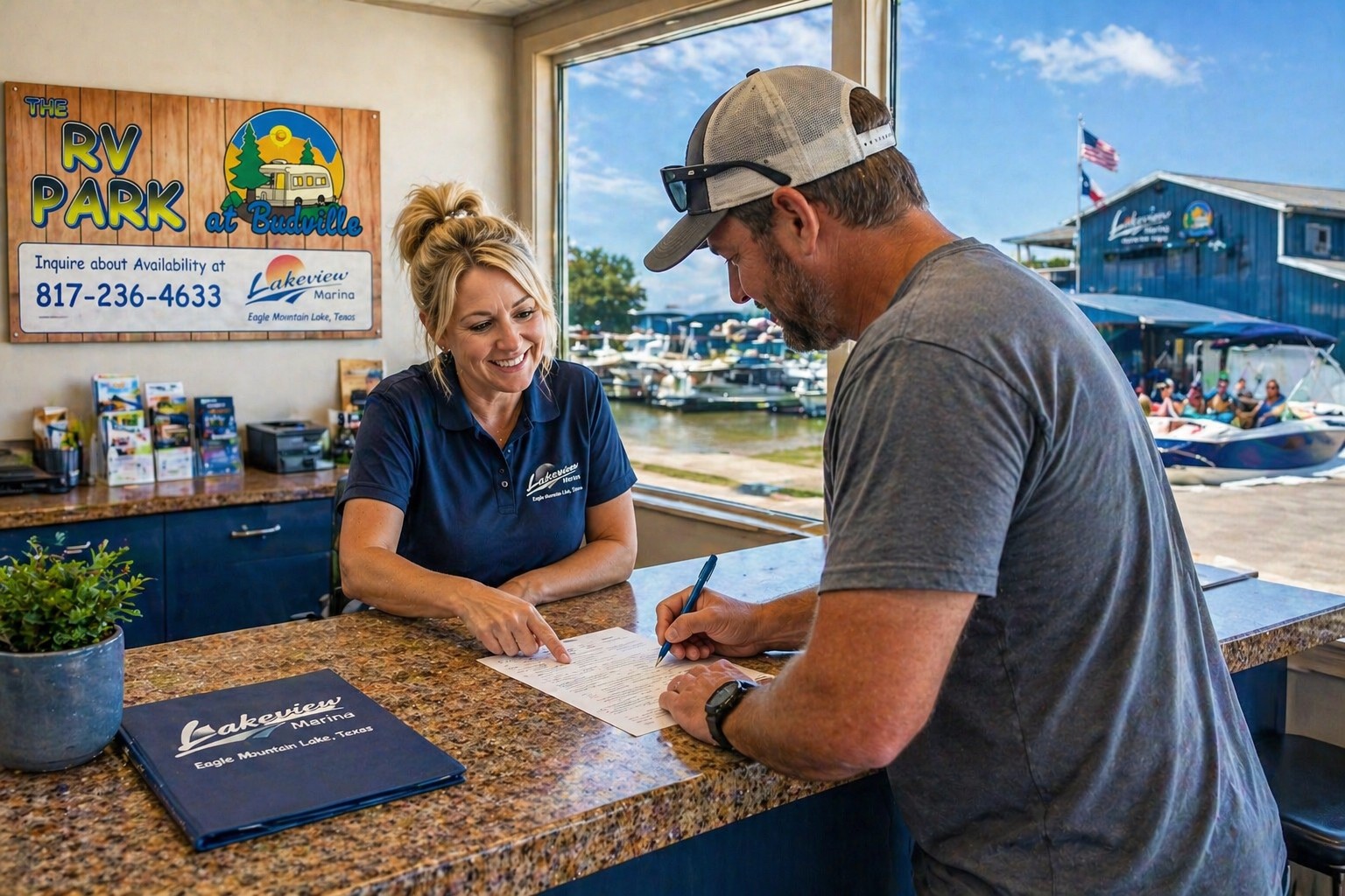 RV site rental application and agreement at Lakeview Marina